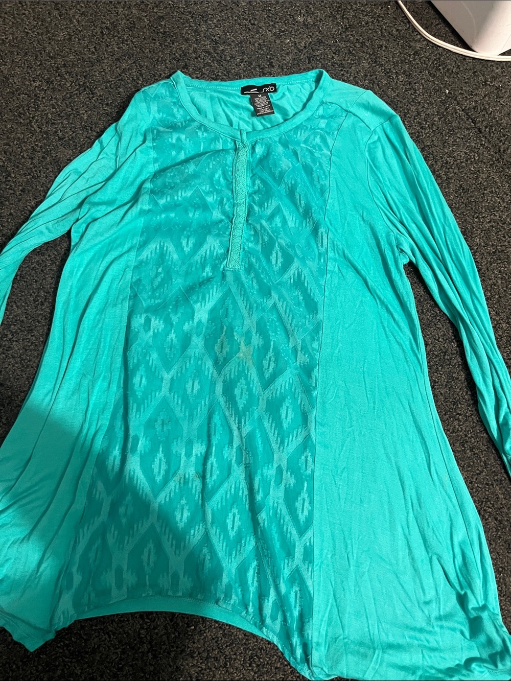 Apt. 9 Teal Long-Sleeve Mixed-Panel Women's Top